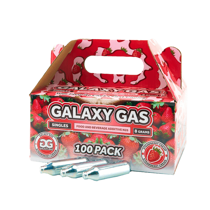 Galaxy Gas 8g N2o Whip Cream Chargers (100 Count) - Strawberry Cream 